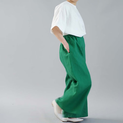 [Wafu]中厚亞麻褲寬褲背橡膠/峽灣綠色[ML] b010a-fgn2 第2張的照片