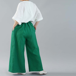 [Wafu]中厚亞麻褲寬褲背橡膠/峽灣綠色[ML] b010a-fgn2 第5張的照片