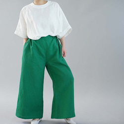 [Wafu]中厚亞麻褲寬褲背橡膠/峽灣綠色[ML] b010a-fgn2 第6張的照片