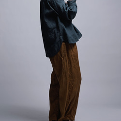 【wafu】雅亜麻 リネンシャツ 本格仕様 ブラウス ラグラン 60番手/高麗納戸 こうらいなんど t034a-kou1 2枚目の画像