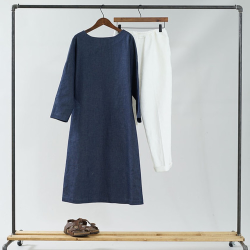 [wafu] Linen Dress デニム ワンピース /インディゴ wafu] Linen Dress デニム ワンピース /インディゴ - メルカリ