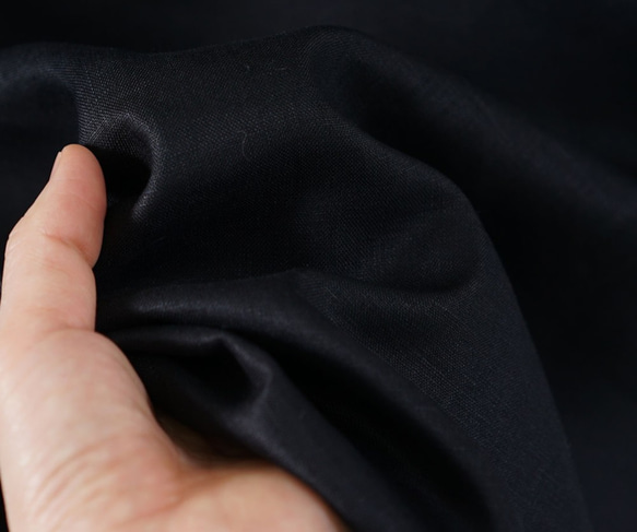 [Wafu]亞麻細上衣粗略的方領Dolman袖子/黑色[免費] t040a-bck1 第10張的照片