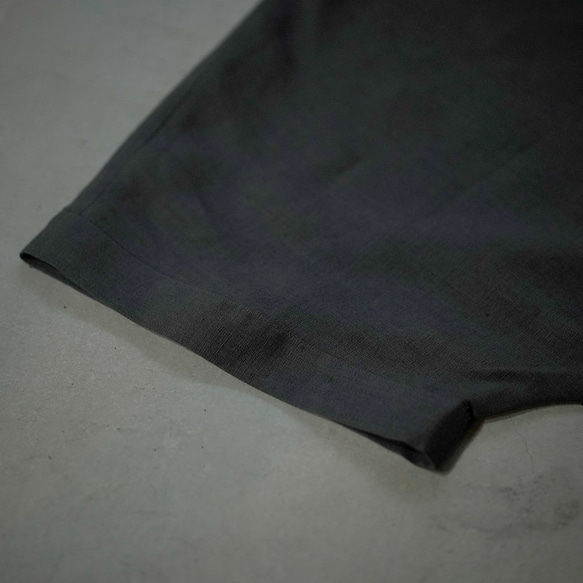 【Wafu】立陶宛薄款亞麻上衣寬鬆束腰上衣/墨黑t016g-ibk1 第10張的照片