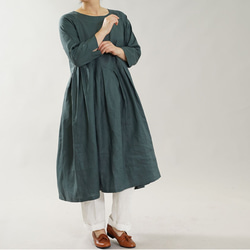 [染色不均勻] [wafu]薄亞麻連衣裙插肩袖亞麻連衣裙/ Laurier a013i-lre1 第5張的照片