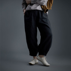 【wafu】Linen Pants 裾タック ボトムス リネンパンツ ヨガパンツにも / 黒色 b013a-bck1 6枚目の画像