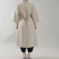 [WAFU] 中厚亞麻禪宗羽織蝙蝠袖日式長袍外套 / 亞麻自然色 h037c-amn2 第6張的照片
