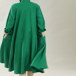 【wafu】中厚 リネン フレアワンピース 2way 羽織 シャツ ドレス /フィヨルドグリーン a080b-fgn2 5枚目の画像