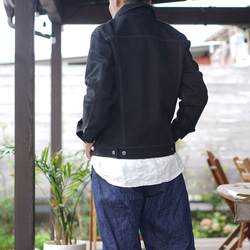 【wafu】リネン100% 帆布 Gジャン 男女兼用 ユニセックス トラッカージャケット/ブラック h051a-bck2 3枚目の画像