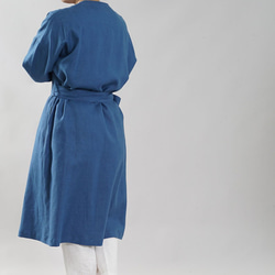 【和服】中厚亞麻外套 Haori 無色外袍外套/藍色海洋 h022a-bum2 第3張的照片
