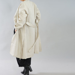 【和服】中厚亞麻外套 Haori 無色落肩禮服 / Flax natural h022a-amn2 第3張的照片