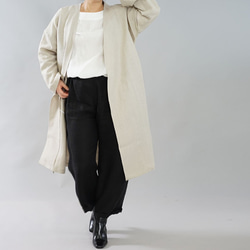 【和服】中厚亞麻外套 Haori 無色落肩禮服 / Flax natural h022a-amn2 第8張的照片