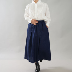 [Wafu] 薄麻裙倒褶 Mimore 長度 / 東方藍 s018b-obn1 第8張的照片