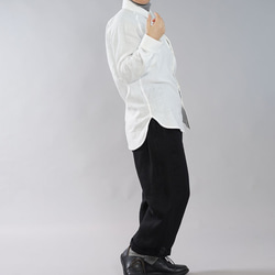 【wafu】薄手 雅亜麻 リネン 本格 プレミアム メンズ シャツ ラグランスリーブ 長袖 / 白 t035a-wht1 2枚目の画像