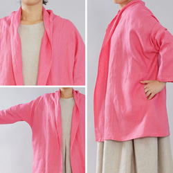 [Wafu]中厚亞麻Haori Topper開衫開衫披肩彩色雨披/巴黎粉紅色H014A-PPK2 第9張的照片