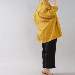 【和服】中厚亞麻 Haori Topper 開衫披肩彩色雨披/芥末色 h014a-mtd2 第2張的照片