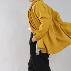 【wafu】中厚 リネン 羽織 トッパーカーディガン ショールカラー ポンチョ / マスタード h014a-mtd2 8枚目の画像