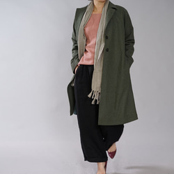 [Wafu]亞麻襯裡x法蘭絨羊毛100％切斯特大衣/苔綠色H023A-SGN3 第6張的照片