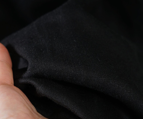 【wafu】中厚 リネン ブラウス スタンドカラー ドロップショルダー チュニック / ブラック t005b-bck2 5枚目の画像