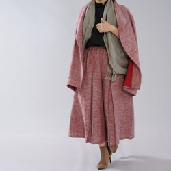 [Wafu]厚實表面拉絲亞麻襯裡Masaa亞麻翼彩色大衣外套外罩織/茜h039d-aki3 第2張的照片