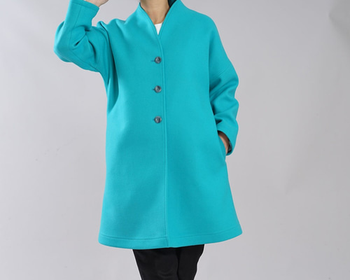 wafu リネン×メルトンウールコート/ターコイズ　男女兼用可能 wafu リネン×メルトンウールコート/ターコイズ 男女兼用可能 【限定4着