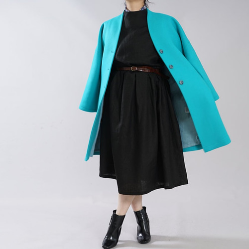 限定4着 wafu】裏地リネン×メルトンウール 上質 厚地 コート ガウン