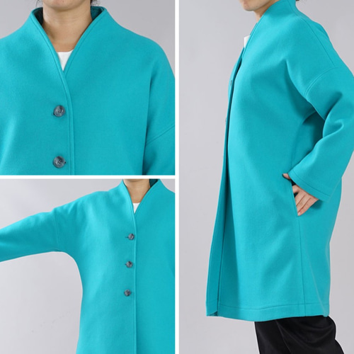 限定4着 wafu】裏地リネン×メルトンウール 上質 厚地 コート ガウン