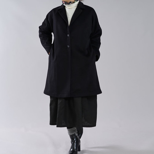 カシミア100% ブラックロングコート カシミヤ100%ステンカラーロング