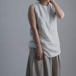 雅亜麻 Linen Top ヘンリーネック ロング丈 インナーとしても　/白色 p011a-wht1 1枚目の画像