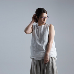 雅亜麻 Linen Top ヘンリーネック ロング丈 インナーとしても　/白色 p011a-wht1 2枚目の画像