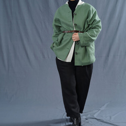 【wafu】厚地 暖リネン サフィランリネン シャツ専用ジャケット ドロップショルダー/蒼色 h042c-sou3 2枚目の画像