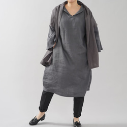 [Wafu] 中等重量亞麻 Haori Topper Cardigan Robe 外套 For 日本衣服 / Kurotsuru 第4張的照片