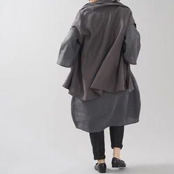 [Wafu] 中等重量亞麻 Haori Topper Cardigan Robe 外套 For 日本衣服 / Kurotsuru 第8張的照片