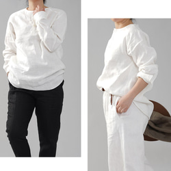 【wafu】男女兼用 中厚地 リネンシャツ ラグラントップス ラグランスリーブ/ホワイト t038e-wht2 3枚目の画像