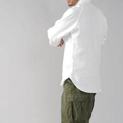 [Wafu] [M] 男式中厚款亞麻插肩襯衫長袖男款/白色 t035h-wht2-m 第2張的照片