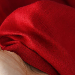 [Wafu]中厚亞麻連衣裙Pintuck Cocoon Stand顏色Lagran /紅色a081k-red2 第5張的照片