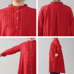 [Wafu]中厚亞麻連衣裙Pintuck Cocoon Stand顏色Lagran /紅色a081k-red2 第9張的照片