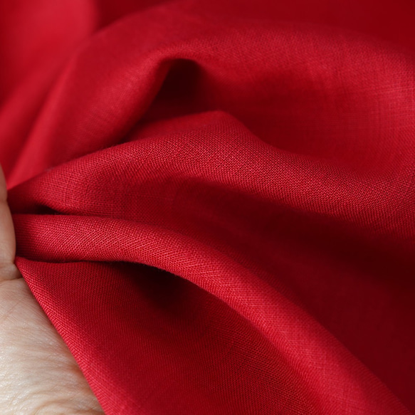 【wafu】やや薄地 リネン ブラウス トップス 禅 着物襟 和装 リネン100%/赤紅 t028e-akb1 5枚目の画像