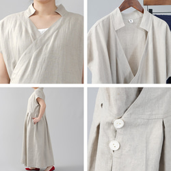 [Wafu]純亞麻洋裝 Starwars-Inspired Robe /beige a030e-amn1 第9張的照片