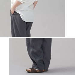 [wafu] 中重亞麻球褲下擺側折休閒褲/暗灰色 b013g-dmg2 第3張的照片