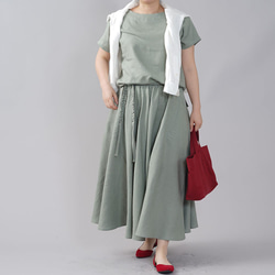 [wafu] 稍薄亞麻T卹，亞麻襯衫，男女通用，短袖/青瓷滑鼠（Seijinezu）t038f-snz1 第6張的照片