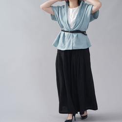 [wafu的介紹]中等重量的亞麻Haori Topper開衫長袍外套/ Skymint H014e-skm2 第7張的照片