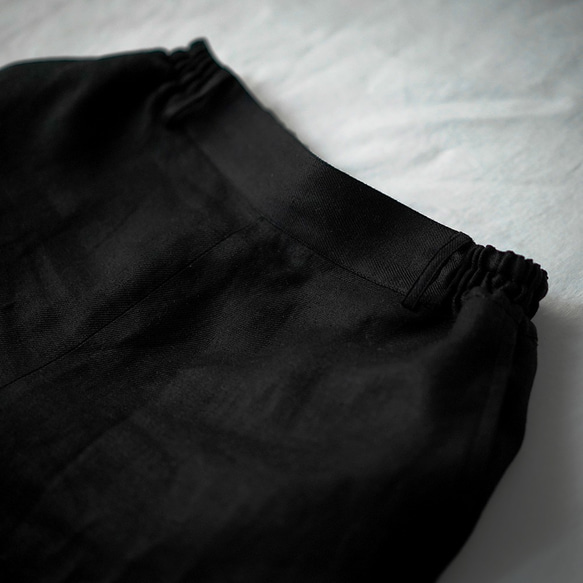 [Wafu 優質亞麻] 亞麻褲 wafu 最好的亞麻/燈黑 b010f-lbk3 第6張的照片