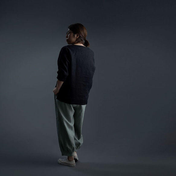 【wafu】Linen Pants 裾タック ボトムス ヨガパンツにも /青磁鼠(せいじねず) b013a-snz1 5枚目の画像