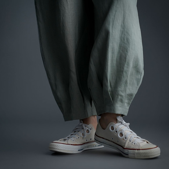 【wafu】Linen Pants 裾タック ボトムス ヨガパンツにも /青磁鼠(せいじねず) b013a-snz1 7枚目の画像