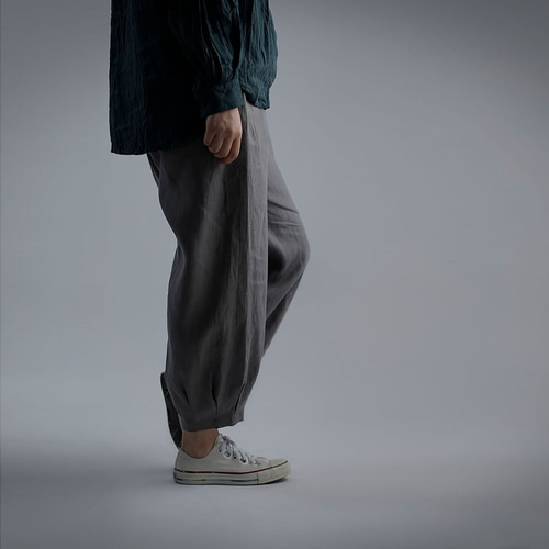 wafu】Linen Pants 裾タック ボトムス リネンパンツ ヨガパンツ