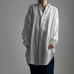 【wafu】Linen Oversized Shirt　ビックシルエット シャツ / ホワイト t021a-wht1 2枚目の画像