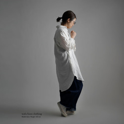 【wafu】Linen Oversized Shirt　ビックシルエット シャツ / ホワイト t021a-wht1 3枚目の画像