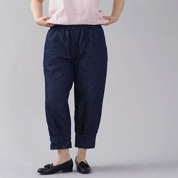 wafu】厚地 リネンデニムパンツ 男女兼用 育てていくデニム 色