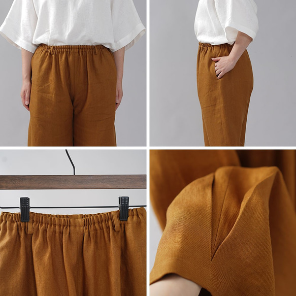 [wafu 高級亞麻布] 球褲側褶寬鬆/Derry 黃銅 b013i-drs3 第9張的照片