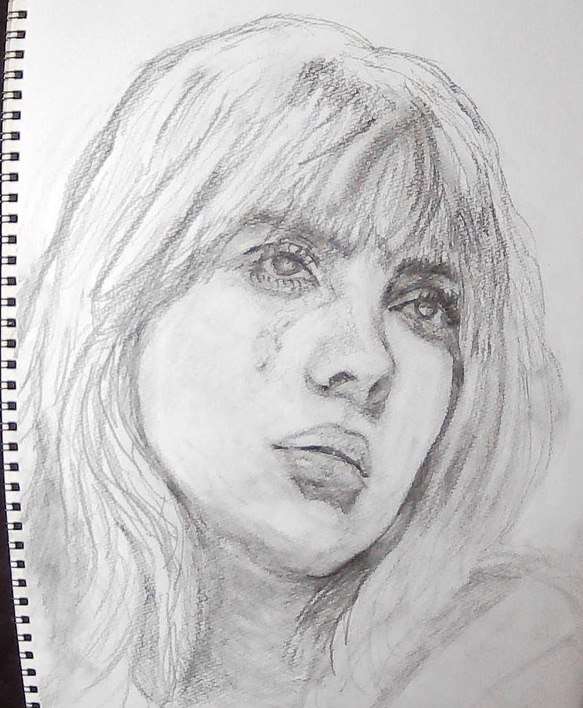 鉛筆画　ビリーアイリッシュ　インテリア デッサン画 【ビリーアイリッシュ】Billie Eilish イラスト motouta